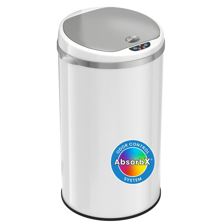iTouchless 8 Gallon Ivory White Sensor Trash Can