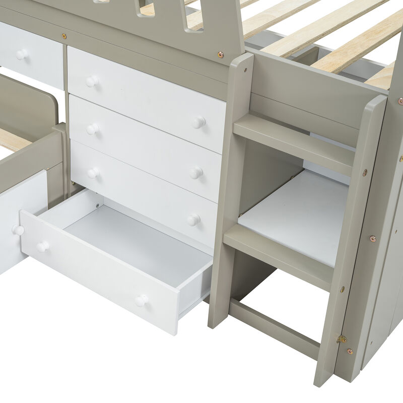 Merax L-shaped Loft Bed  with Platform Bed