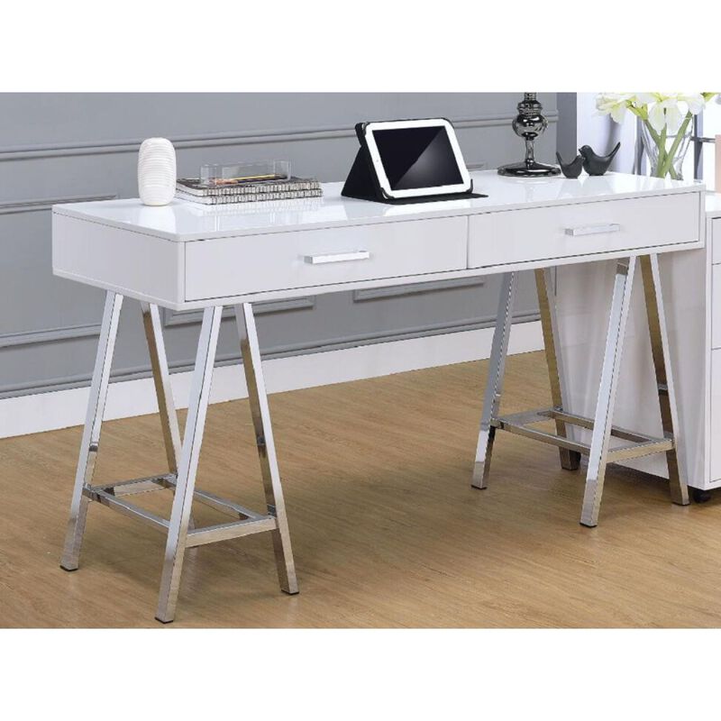 Coleen Desk in White High Gloss & Chrome 92229