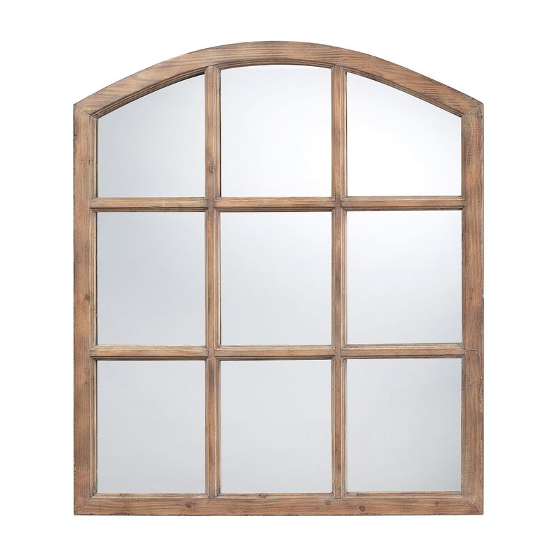 37" Natural Oak Window Shaped Wall Mirror