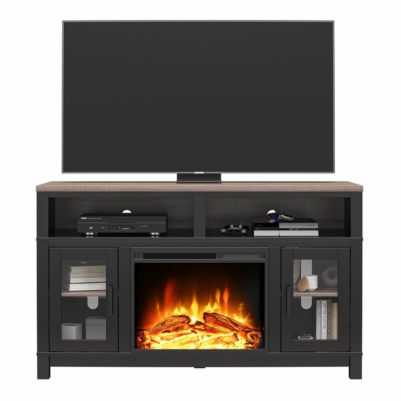 Carver Electric Fireplace Space Heater TV Stand for TVs up to 60"