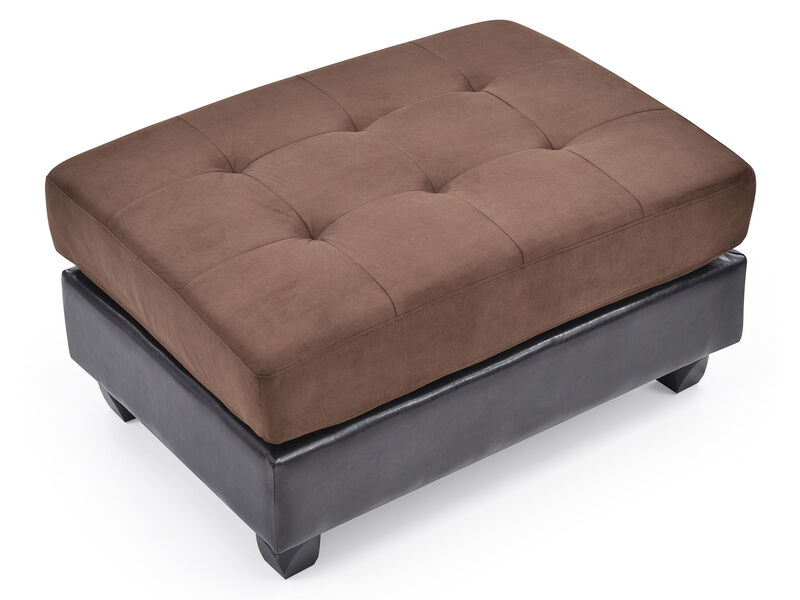 Pounder Chocolate Faux Leather Upholstered Ottoman