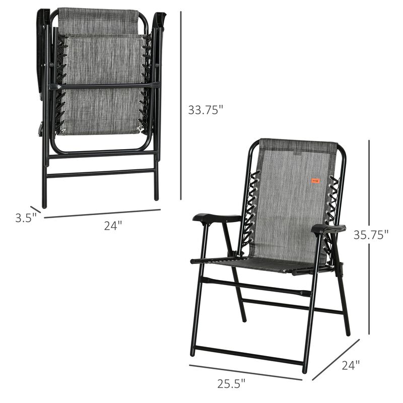 Folding Patio Chair, Outdoor Portable Armchair Camping Chair for Camping, Pool, Beach, Lawn, Deck, Grey