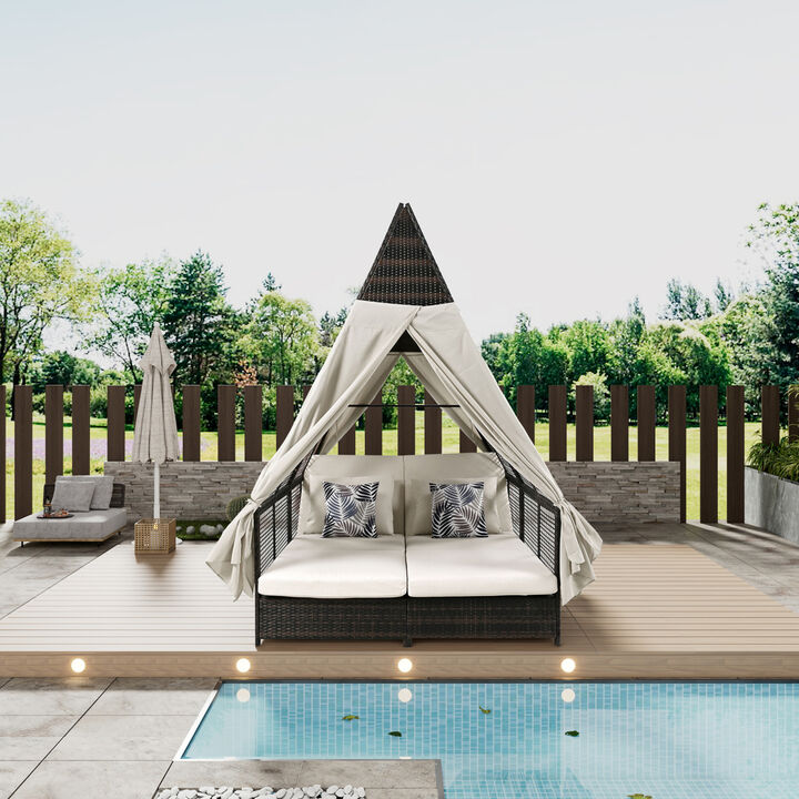 Adjustable Outdoor Daybed with Sun Lounger