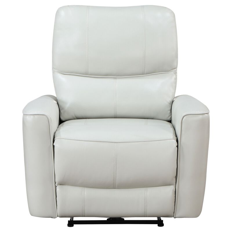 Lima Power Recliner Chair, Ivory Faux Leather, USB Port, Foam Cushions - Benzara