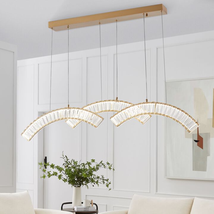 Sanford Chandelier Gold Crystal Integrated LED CC Technology 2 LED Strips