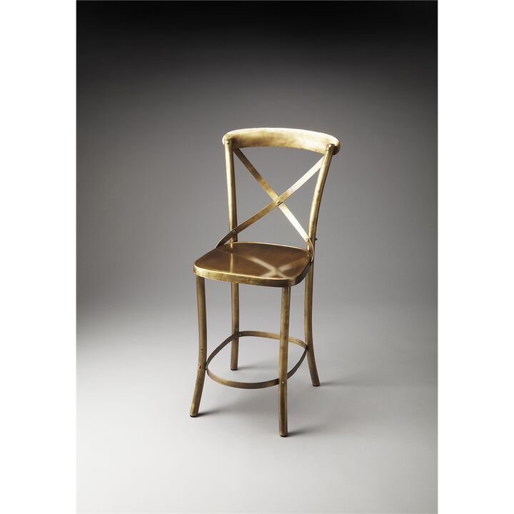 Belen Kox Industrial Chic Antique Gold Bar Stool, Belen Kox