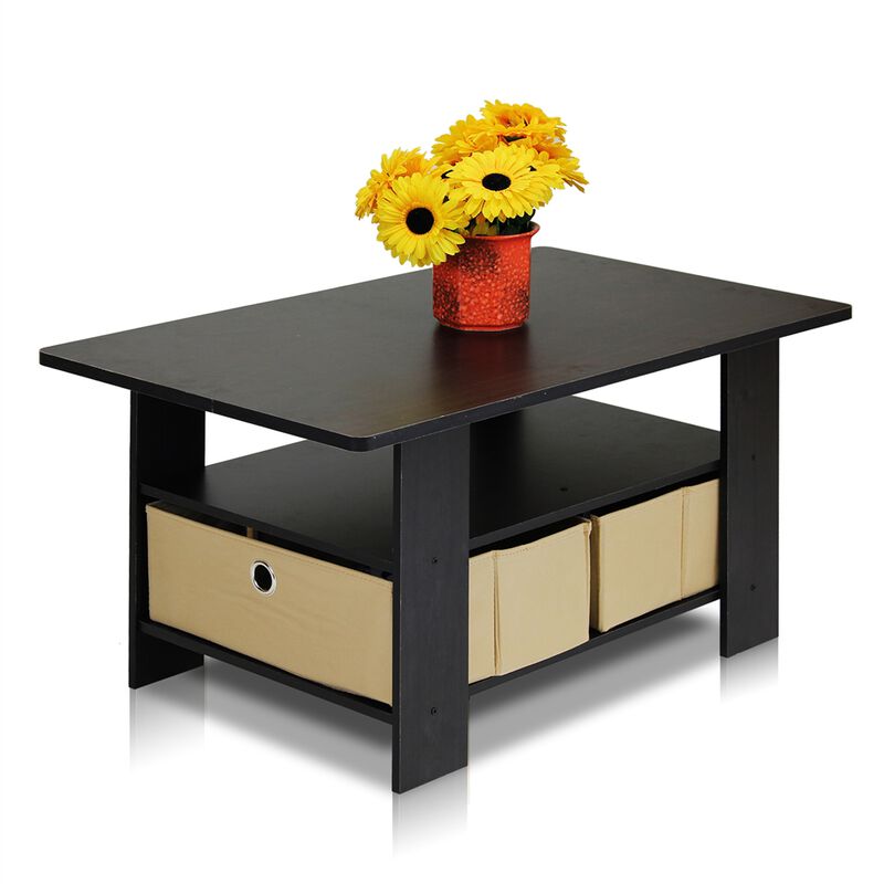 Coffee Table w/Bin Drawer, Espresso/Brown