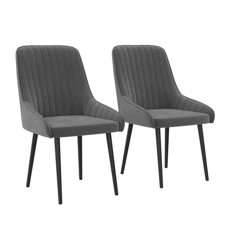 Atwater Living Lorah Upholstered Dining Chair (Set of 2), Gray Velvet