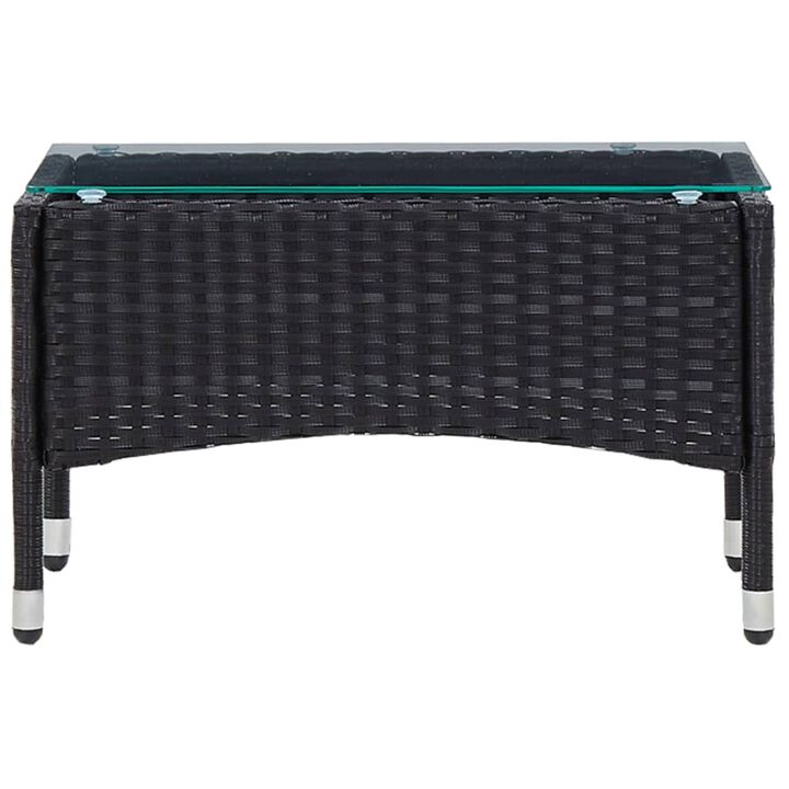 vidaXL Coffee Table Black 23.6"x15.7"x14.2" Poly Rattan