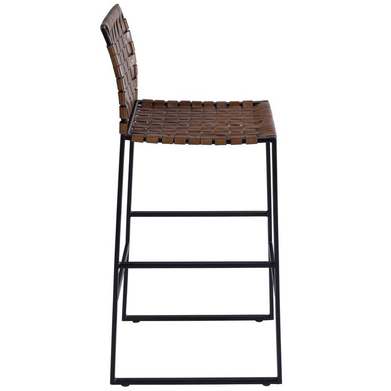 Belen Kox Rustic Woven Leather Bar Stool, Belen Kox