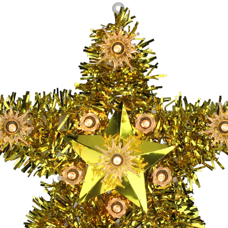 7" Lighted Gold Star Christmas Tree Topper - Clear Lights