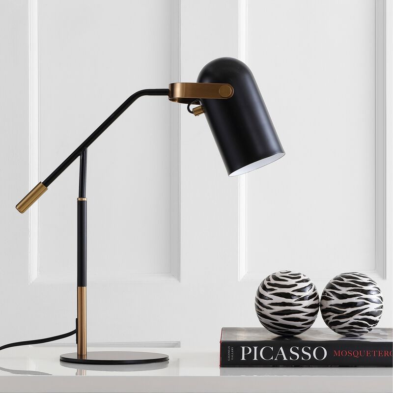 Edison 19.25" Metal LED Task Lamp, Black/Brass Gold