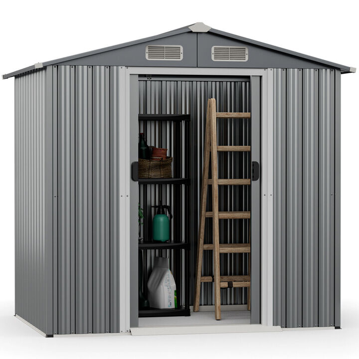 Galvanized Steel Storage Shed with Lockable Sliding Doors