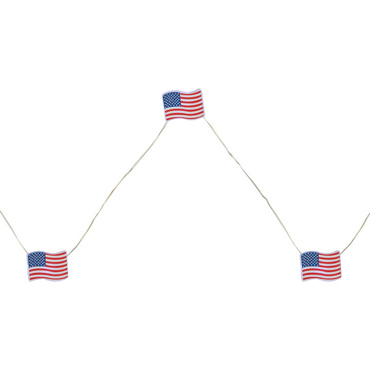 20-Count Patriotic Americana USA Flag LED Fairy Lights  6.25ft  Copper Wire