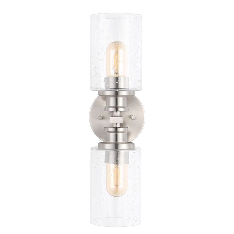 Jules Edison Cylinder Iron/Seeded Glass Farmhouse Contemporary LED Wall Sconce