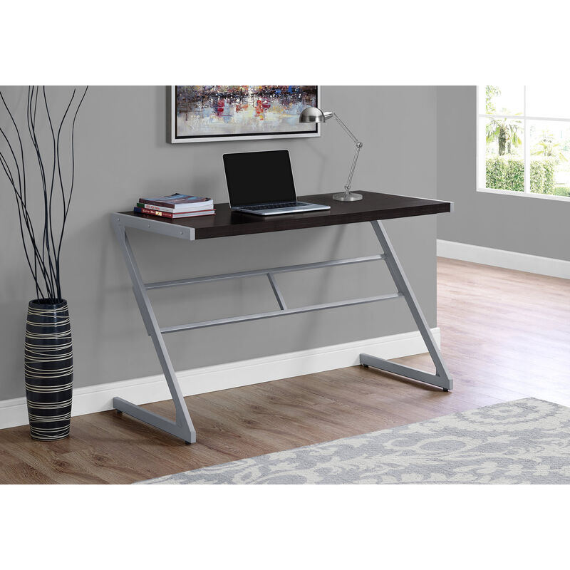Monarch Specialties I 7374 Computer Desk, Home Office, Laptop, 48"L, Work, Metal, Laminate, Brown, Grey, Contemporary, Modern