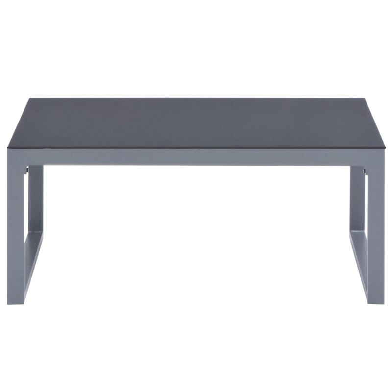 vidaXL Scandinavian-Style Coffee Table - Powder-Coated Aluminum and Glass - Gray - Lightweight - Rectangular - Versatile Use - 35.4"x19.7"x15.7"