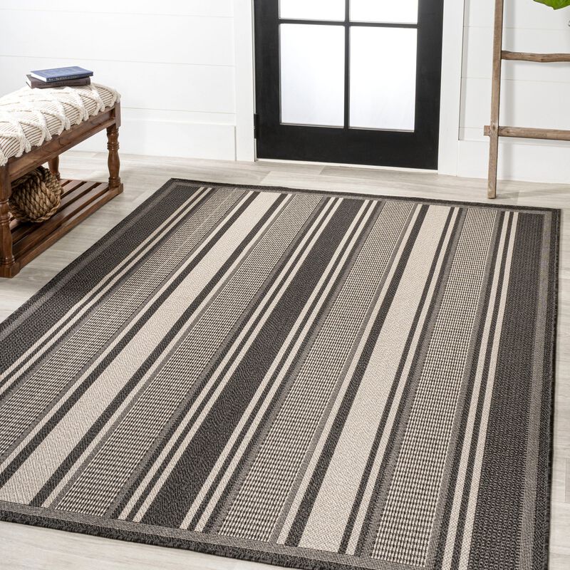 Haynes Modern Double Stripe Indoor/Outdoor Area Rug