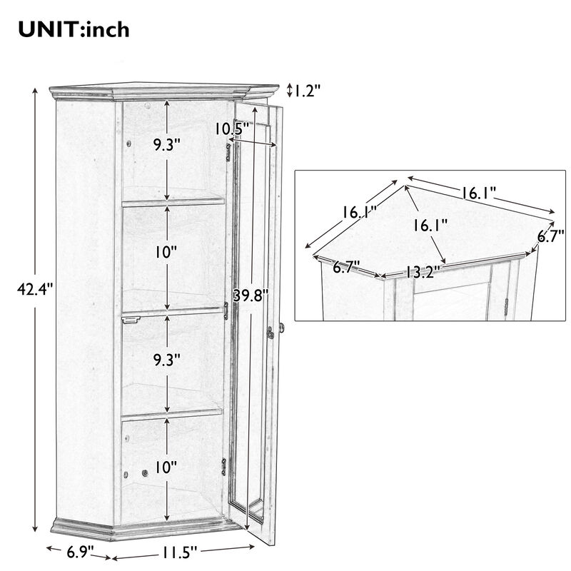 Merax Freestanding Bathroom Cabinet with Glass Door