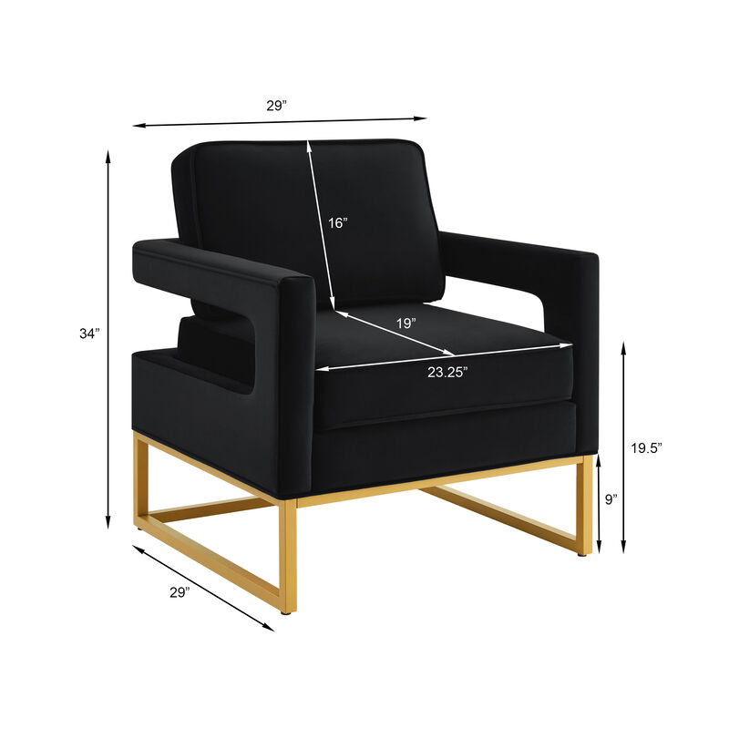 Merax Modern Velvet Accent Chair with Gold Metal Base