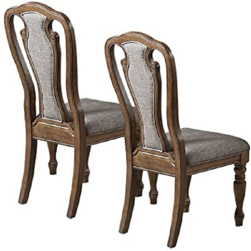 Set of 2 Dining Chairs Upholstered Tufted unique Design Chairs Back Cushion Seat Dining Room Brown