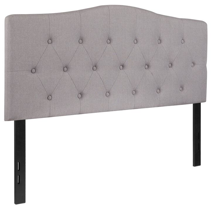 Flash Furniture Cambridge Tufted Upholstered Full Size Headboard in Light Gray Fabric