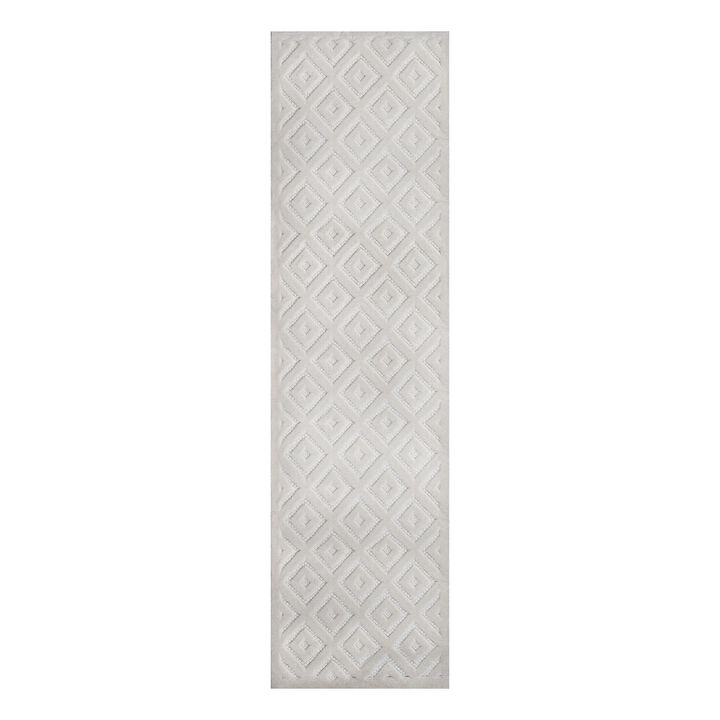 Portmany Neutral Diamond Trellis Indoor/Outdoor Area Rug