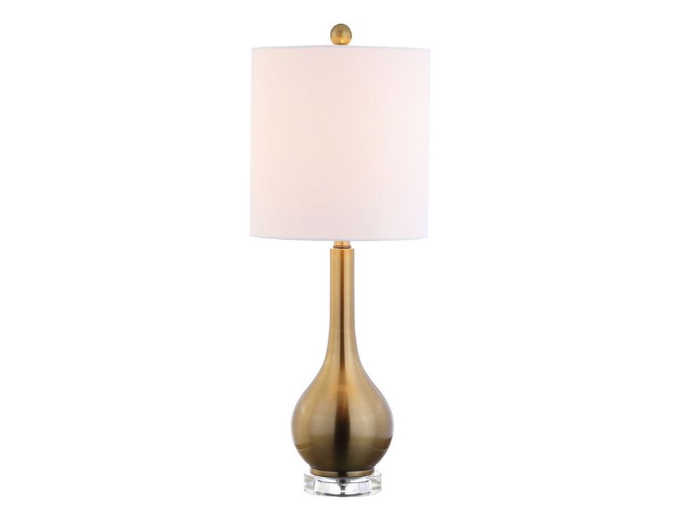 Dylan 25" Metal/Crystal Teardrop LED Table Lamp, Brass