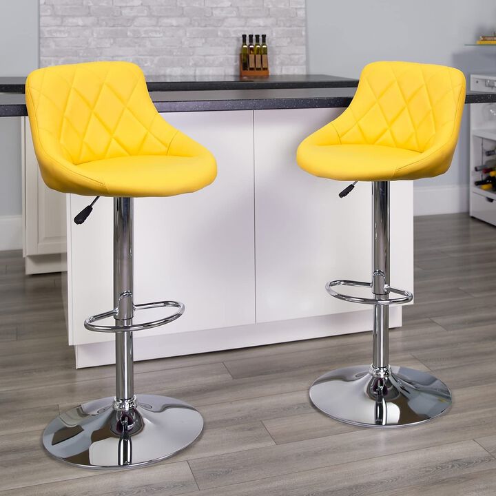 Flash Furniture Vinyl Adjustable Height Barstool, 1 Pack, Yellow