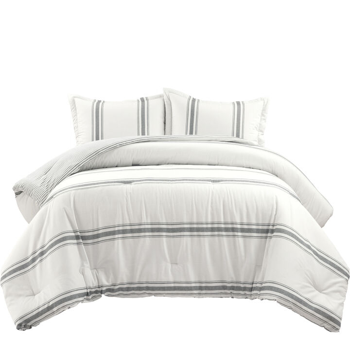Farmhouse Stripe Reversible Cotton Comforter 2-Pc Set