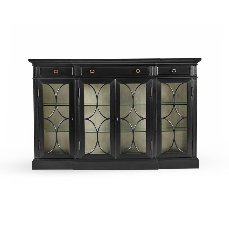 Breakfront Black Display Cabinet