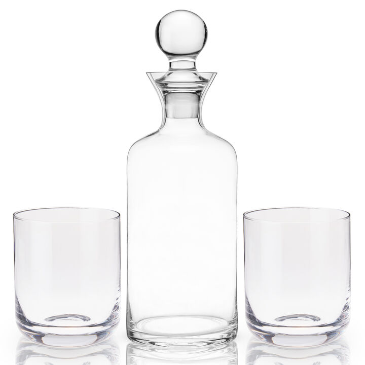 Raye Modern Crystal Liquor Decanter and Tumbler Set