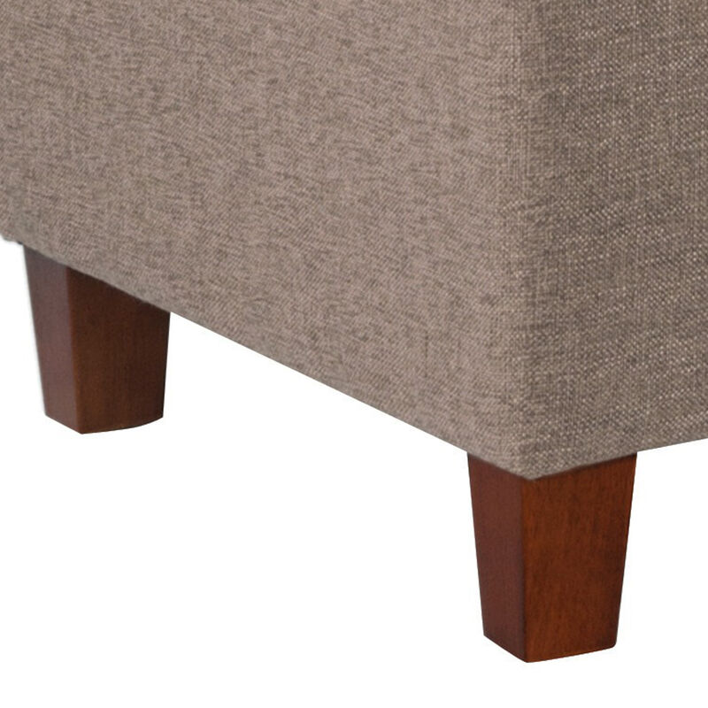 Textured Fabric Upholstered Tufted Wooden Bench With Hinged Storage, Brown - Benzara