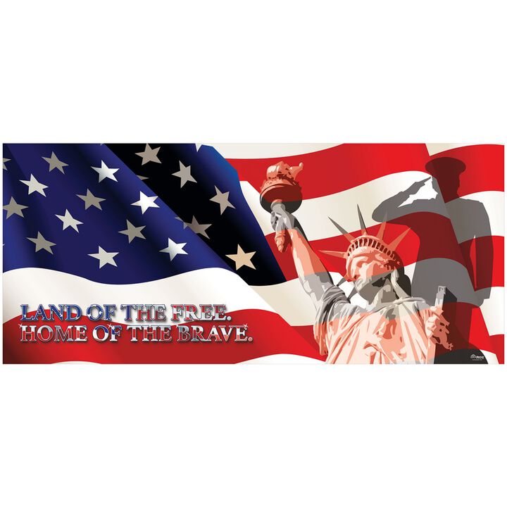 7' x 16' Red and Blue US Military Liberty Patriotic Single Car Garage Door Banner