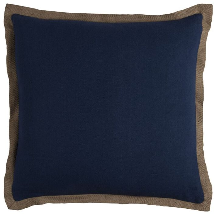 Homezia Dark Navy and Natural Jute Throw Pillow