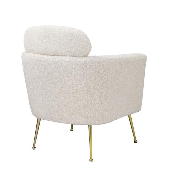 Best Quality Furniture Accent chair with white vegan (faux) fur and gold chrome legs