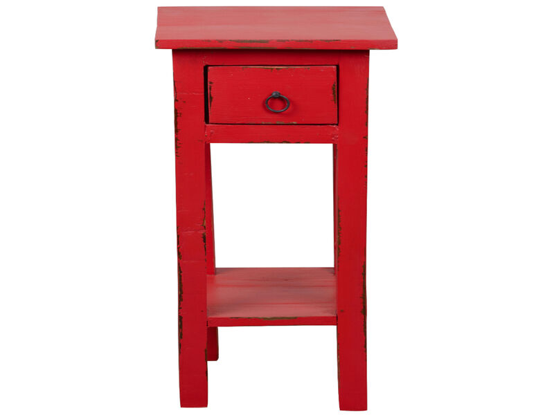 Shabby Chic Cottage 11.8 in. Square Solid Wood End Table with 1 Drawer