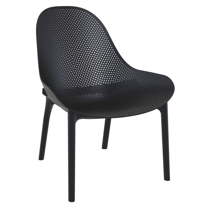 32.75" Black Solid Patio Lounge Chair