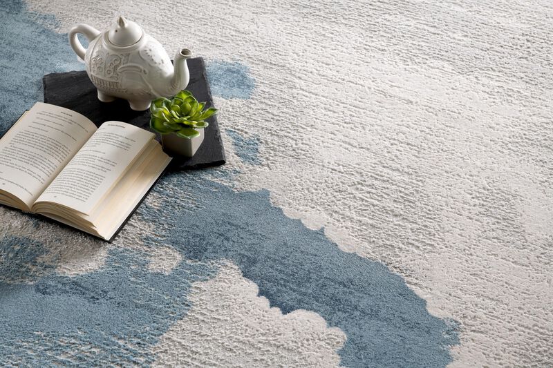 Mirage Modern Cloud River Blue Grey Indoor Area Rug