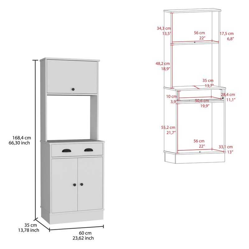 Tampa Kitchen Pantry with Drawer and 2 Cabinets