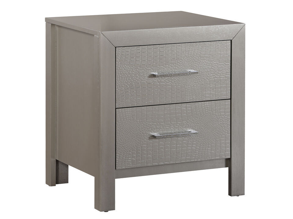 Glades 2-Drawer Silver Champagne Nightstand (25 in. H x 17 in. W x 22 in. D)