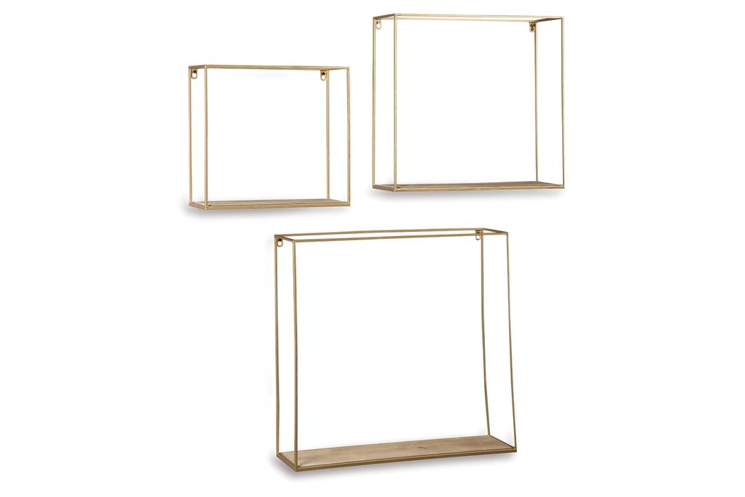 Efharis Gold Wall Shelf (Set of 3)