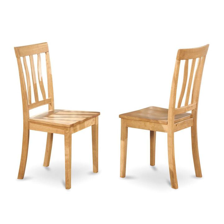 East West Furniture Antique  Kitchen  dining  Chair  Wood  Seat  with  Oak  Finish,  Set  of  2