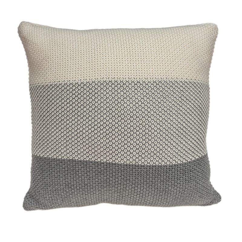 20” Fossil Gray and Tan Knitted Square Throw Pillow