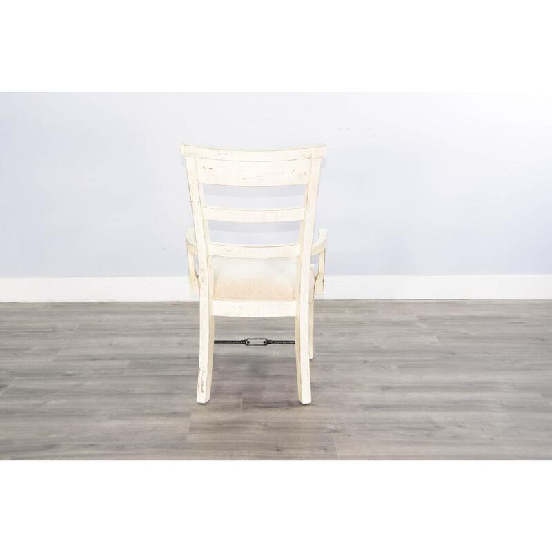 Sunny Designs Marina White Sand Arm Chair with Cushion Seat