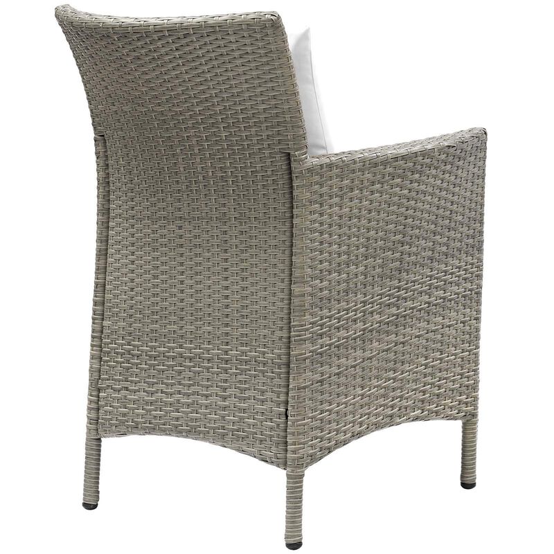Modway EEI-4028-LGR-WHI Conduit Outdoor Patio Wicker Rattan Dining Armchair Set of 4, Light Gray White