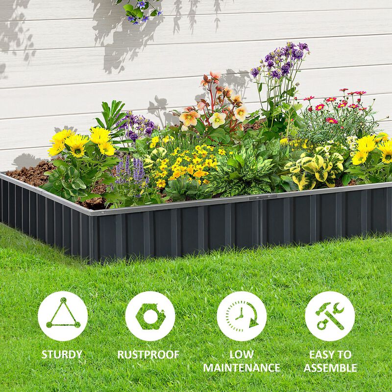 Outsunny 8.5' x 3' x 1' Raised Garden Bed, Galvanized Metal Planter Box for Vegetables Flowers Herbs, Dark Gray