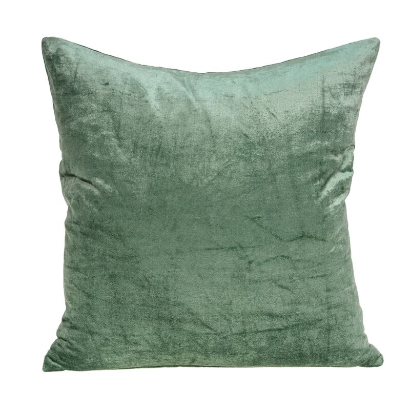 20" Green Solid Transitional Handloom Throw Pillow