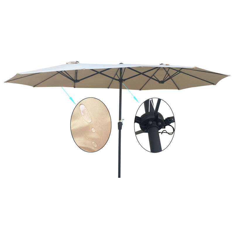 15x9FT Double-Sided Patio Umbrella Outdoor Market Table Garden Extra Large Waterproof